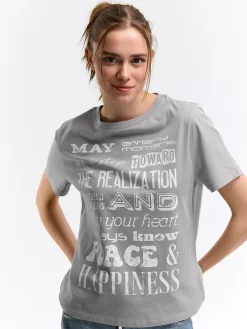 GATE Bawełniana koszulka z nadrukiem| Koszulki I Topy·Koszulki|Koszulki I Topy·Koszulki Z Nadrukiem