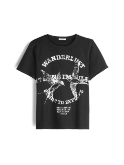 GATE Bawełniana koszulka z nadrukiem| Koszulki I Topy·Koszulki|Koszulki I Topy·Koszulki Z Nadrukiem