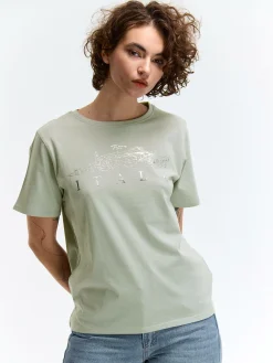 GATE Bawełniana koszulka z nadrukiem| Koszulki I Topy·Koszulki|Koszulki I Topy·Koszulki Z Nadrukiem