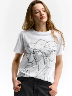 GATE Bawełniana koszulka z nadrukiem| Koszulki I Topy·Koszulki|Koszulki I Topy·Koszulki Z Nadrukiem