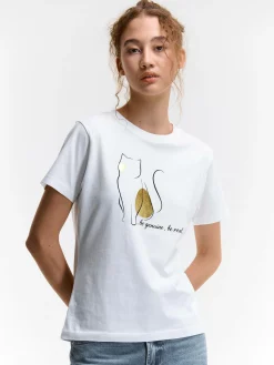 GATE Bawełniana koszulka z nadrukiem| Koszulki I Topy·Koszulki|Koszulki I Topy·Koszulki Z Nadrukiem