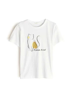 GATE Bawełniana koszulka z nadrukiem| Koszulki I Topy·Koszulki|Koszulki I Topy·Koszulki Z Nadrukiem