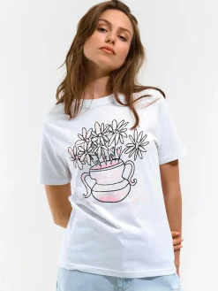 GATE Bawełniana koszulka z nadrukiem| Koszulki I Topy·Koszulki|Koszulki I Topy·Koszulki Z Nadrukiem