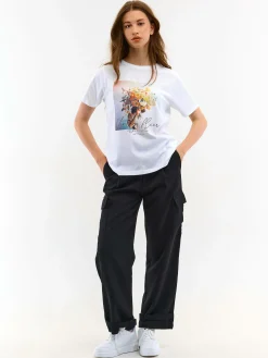 GATE Bawełniana koszulka z nadrukiem| Koszulki I Topy·Koszulki|Koszulki I Topy·Koszulki Z Nadrukiem