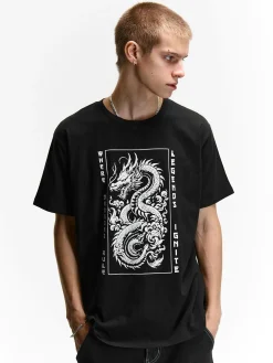 GATE Bawełniana koszulka z nadrukiem| Koszulki·Koszulki ☀️|Koszulki·Koszulki Z Nadrukiem