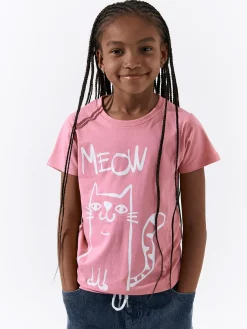 GATE Bawełniana koszulka z nadrukiem|Dzieci Dziewczynki·Koszulki I Topy