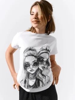 GATE Bawełniana koszulka z nadrukiem|Dzieci Dziewczynki·Koszulki I Topy