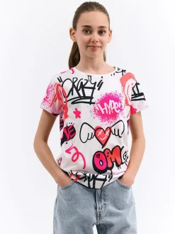 GATE Bawełniana koszulka z nadrukiem|Dzieci Dziewczynki·Koszulki I Topy