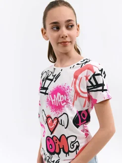 GATE Bawełniana koszulka z nadrukiem|Dzieci Dziewczynki·Koszulki I Topy