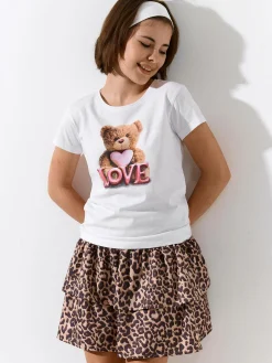 GATE Bawełniana koszulka z nadrukiem|Dzieci Dziewczynki·Koszulki I Topy