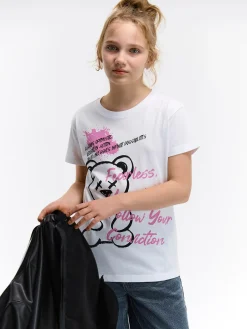 GATE Bawełniana koszulka z nadrukiem|Dzieci Dziewczynki·Koszulki I Topy