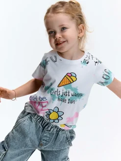 GATE Bawełniana koszulka z nadrukiem|Dzieci Dziewczynki·Koszulki I Topy