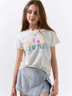 GATE Bawełniana koszulka z nadrukiem|Dzieci Dziewczynki·Koszulki I Topy