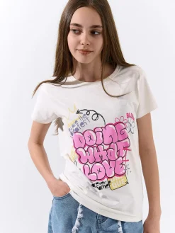 GATE Bawełniana koszulka z nadrukiem|Dzieci Dziewczynki·Koszulki I Topy