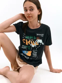 GATE Bawełniana koszulka z nadrukiem|Dzieci Dziewczynki·Koszulki I Topy