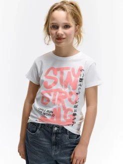 GATE Bawełniana koszulka z nadrukiem|Dzieci Dziewczynki·Koszulki I Topy