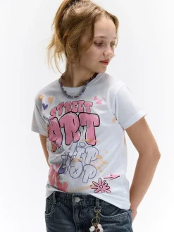 GATE Bawełniana koszulka z nadrukiem|Dzieci Dziewczynki·Koszulki I Topy