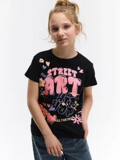 GATE Bawełniana koszulka z nadrukiem|Dzieci Dziewczynki·Koszulki I Topy