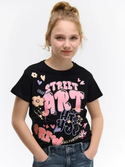 GATE Bawełniana koszulka z nadrukiem|Dzieci Dziewczynki·Koszulki I Topy