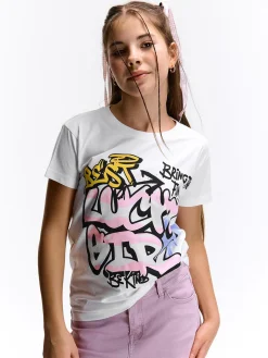 GATE Bawełniana koszulka z nadrukiem|Dzieci Dziewczynki·Koszulki I Topy