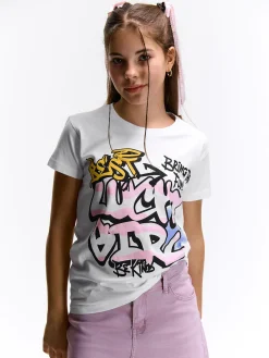 GATE Bawełniana koszulka z nadrukiem|Dzieci Dziewczynki·Koszulki I Topy