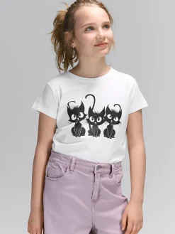 GATE Bawełniana koszulka z nadrukiem|Dzieci Dziewczynki·Koszulki I Topy