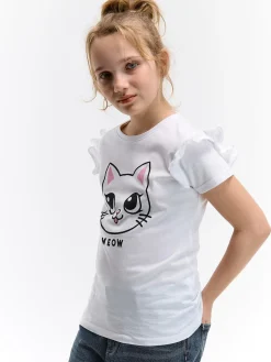 GATE Bawełniana koszulka z nadrukiem|Dzieci Dziewczynki·Koszulki I Topy