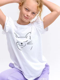 GATE Bawełniana koszulka z nadrukiem|Dzieci Dziewczynki·Koszulki I Topy