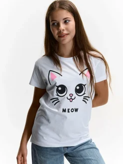 GATE Bawełniana koszulka z nadrukiem|Dzieci Dziewczynki·Koszulki I Topy