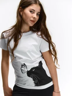 GATE Bawełniana koszulka z nadrukiem|Dzieci Dziewczynki·Koszulki I Topy