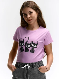 GATE Bawełniana koszulka z nadrukiem|Dzieci Dziewczynki·Koszulki I Topy