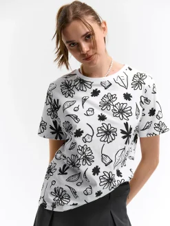 GATE Bawełniana koszulka z nadrukiem| Koszulki I Topy·Koszulki