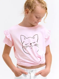 GATE Bawełniana koszulka z nadrukiem|Dzieci Dziewczynki·Koszulki I Topy