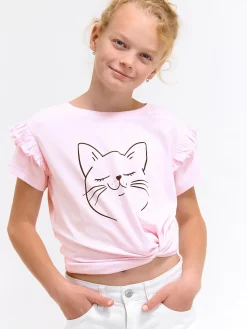 GATE Bawełniana koszulka z nadrukiem|Dzieci Dziewczynki·Koszulki I Topy