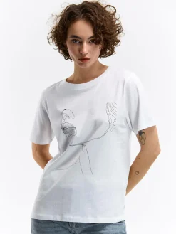 GATE Bawełniana koszulka z nadrukiem| Koszulki I Topy·Koszulki|Koszulki I Topy·Koszulki Z Nadrukiem