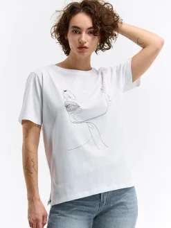 GATE Bawełniana koszulka z nadrukiem| Koszulki I Topy·Koszulki|Koszulki I Topy·Koszulki Z Nadrukiem