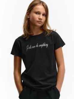 GATE Bawełniana koszulka z napisem|Dzieci Dziewczynki·Koszulki I Topy