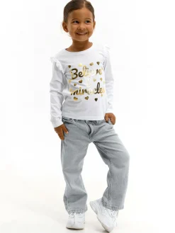 GATE Bawełniana koszulka z napisem|Dzieci Dziewczynki·Koszulki I Topy