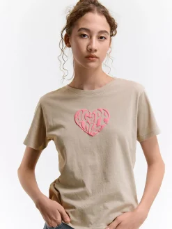 GATE Bawełniana koszulka z wypukłym nadrukiem| Koszulki I Topy·Koszulki|Koszulki I Topy·Koszulki Z Nadrukiem