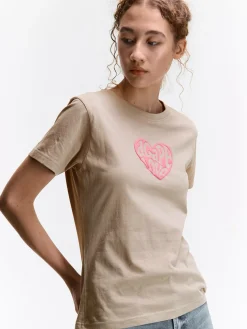 GATE Bawełniana koszulka z wypukłym nadrukiem| Koszulki I Topy·Koszulki|Koszulki I Topy·Koszulki Z Nadrukiem