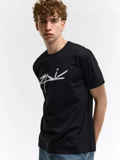 GATE Bawełniana koszulka z wypukłym napisem| Koszulki·Koszulki ☀️|Koszulki·Koszulki Z Nadrukiem