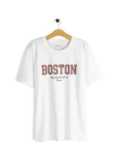 GATE Bawełniana koszulka z wypukłym napisem| Koszulki·Koszulki ☀️|Koszulki·Koszulki Z Nadrukiem