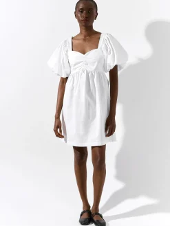 GATE Bawełniana sukienka z bufiastymi rękawami| Kategorie·Sukienki