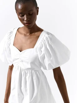 GATE Bawełniana sukienka z bufiastymi rękawami| Kategorie·Sukienki