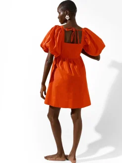 GATE Bawełniana sukienka z bufiastymi rękawami| Kategorie·Sukienki