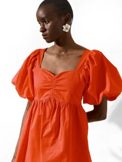 GATE Bawełniana sukienka z bufiastymi rękawami| Kategorie·Sukienki