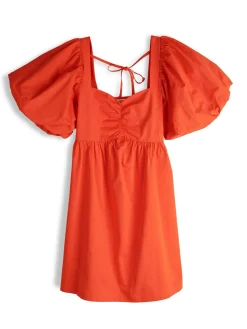 GATE Bawełniana sukienka z bufiastymi rękawami| Kategorie·Sukienki