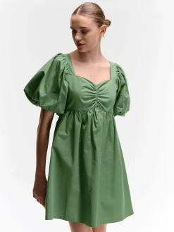 GATE Bawełniana sukienka z bufiastymi rękawami| Kategorie·Sukienki