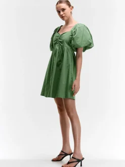 GATE Bawełniana sukienka z bufiastymi rękawami| Kategorie·Sukienki