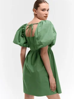 GATE Bawełniana sukienka z bufiastymi rękawami| Kategorie·Sukienki